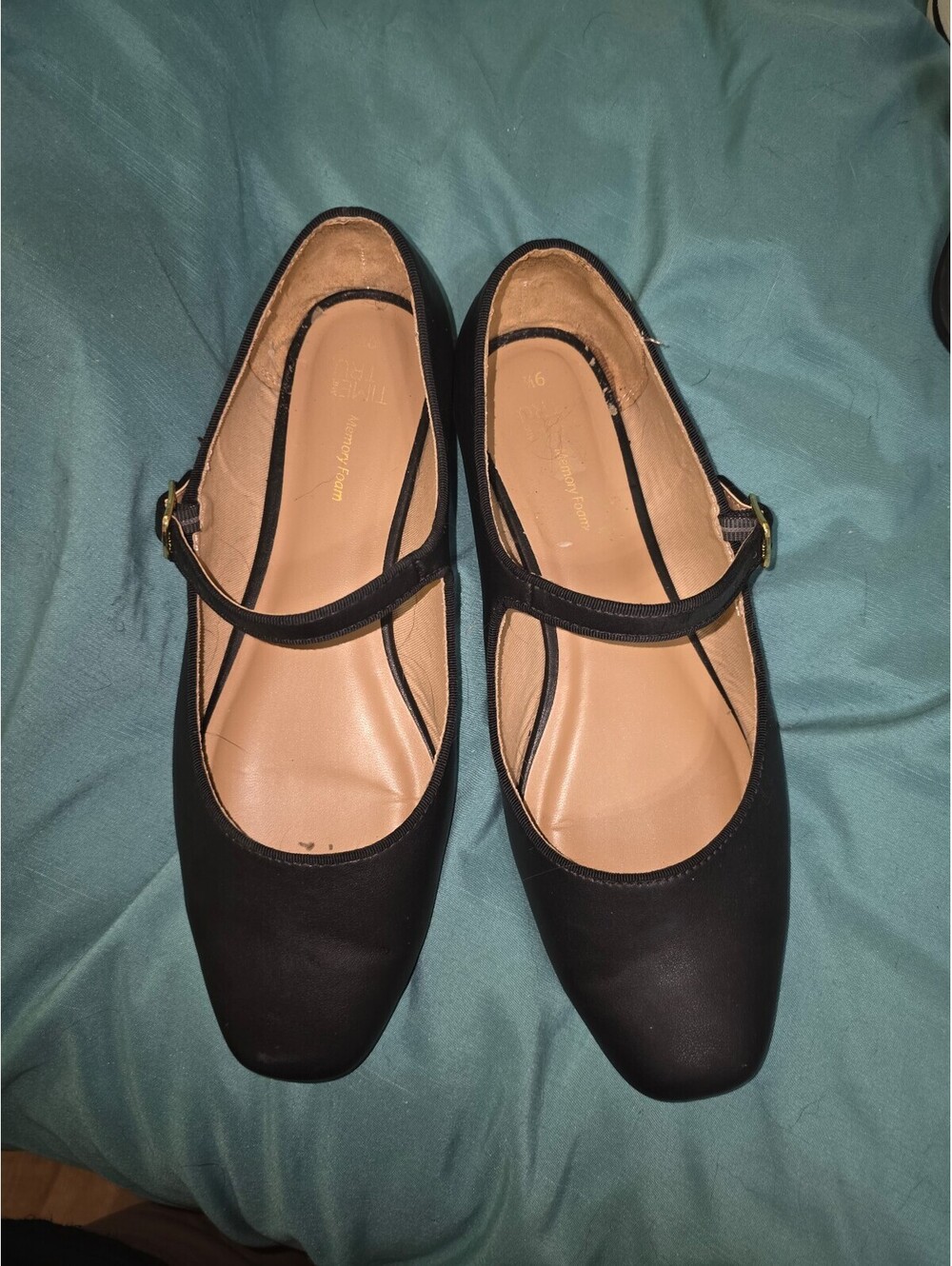 Women's Black Flats with Ankle Strap Mary janes